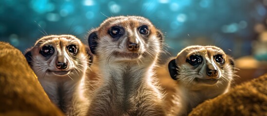 close up view meerkats background