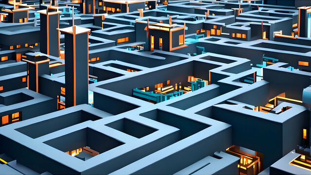 Maze, puzzle, solution, confusion, maze city, strategy, illustration, 3d render of a maze, background, wallpaper