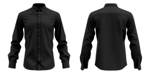 classic black button down shirt mockup with front and back views,