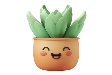 smiling succulent character in a pot, ideal for plant-themed decor.