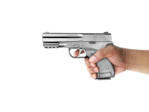 A man with gun silver metal and A man gun gold metal, transparent background