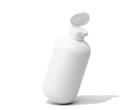Blank white cosmetic shampoo bottle Isolated On Transparent Background. cosmetic packaging. 3D Render.
