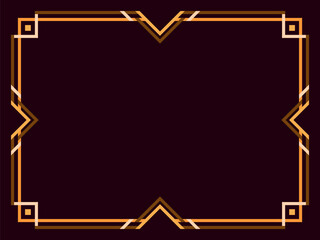 Frame for text in line art style. Art deco frame. Golden vintage linear border. Design a template for invitation, leaflet and greeting card. Vector illustration