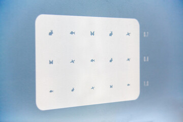  Table with different symbols for sight testing in Children Medical Center for children of all ages from birth to 17 years old