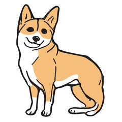 basenji dog sticker, vector illustration line art