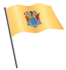 New Jersey NJ state flag flying on flagpole