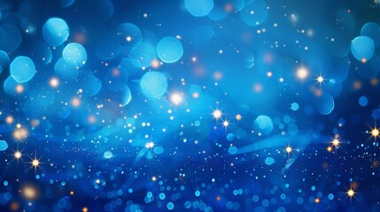 Fototapeta na wymiar Blue Festive Christmas elegant abstract background with bokeh lights and stars