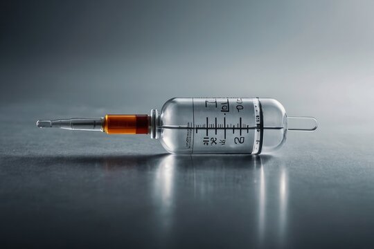 A close-up shot of a syringe containing a radiopharmaceutical, used in nuclear medicine diagnostic procedures Generative AI

