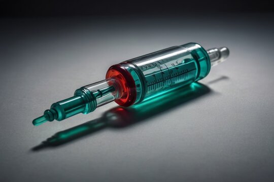 A close-up shot of a syringe containing a radiopharmaceutical, used in nuclear medicine diagnostic procedures Generative AI

