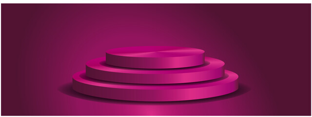 vector pink podium with tree steps - 755694350