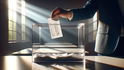 Casting a vote into a ballot box during the elections 