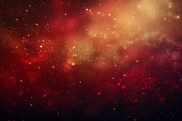 Abstract background with red and gold glitter particles