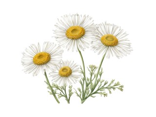 Daisies in Bloom: A Beautiful Bouquet of White Flowers on a Summer Day  watercolor on a white isolated background. Generative AI.