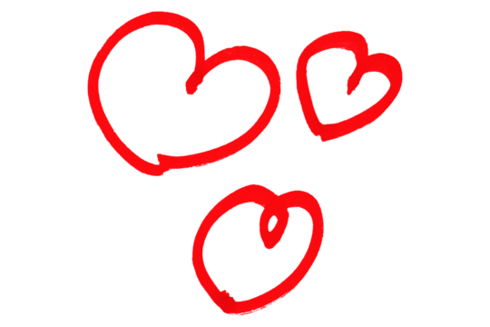 Red hearts isolated on transparent background - Powered by Adobe