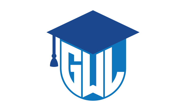 GWL initial letter academic logo design vector template. school college logo, university logo, graduation cap logo, institute logo, educational logo, library logo, teaching logo, book shop, varsity	
