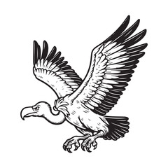 Line art of vulture cartoon vector