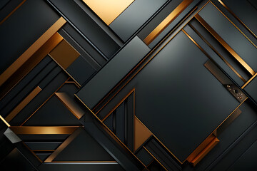 Luxury Black and Gold Geometric Tiles Background. Abstract and Elegant Modern Wallpaper with Blocks Texture Background. Mosaic Background