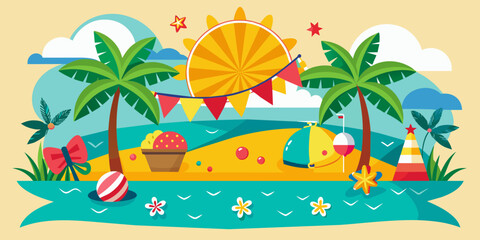 Fototapeta na wymiar summer banner illustration