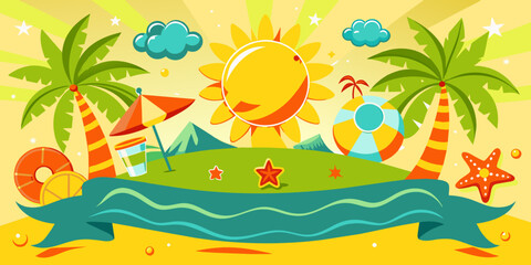 Fototapeta na wymiar summer banner illustration