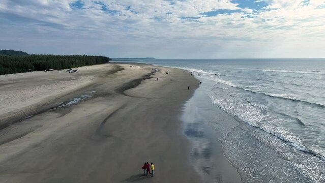 World&rsquo;s longest unbroken sea beach at Cox&rsquo;s Bazar, Bangladesh. With its sandy shores stretching as far as the eye can see, this coastal paradise offers a tranquil escape for sun-seekers