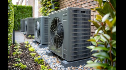 air source heat pump unit installed outdoors at home in the Netherlands