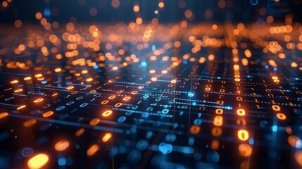 Obraz premium An abstract digital grid with binary code