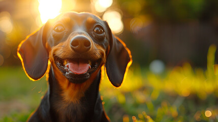 portrait of a cute dachshund - obrazy, fototapety, plakaty