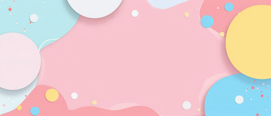 A pink background with a blue and yellow circle in the middle