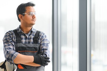 portrait of engineering asian man construction worker.