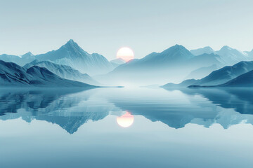 Landscpae of lake and mountain abstract background. Generative ai. - 755703717