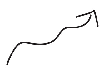 arrow sign drawn with black marker on white background