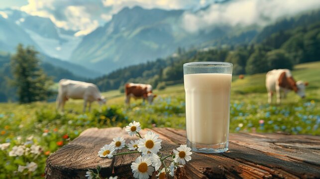 Dairy delight Milk in glass wooden table