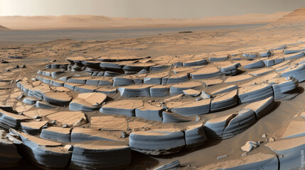 Obraz premium Martian terrain, extraterrestrial landscape, day light
