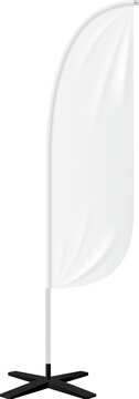 Realistic beach flag, banner stand. Isolated 3d vector bowflag, portable blank display solution for outdoor events. Its tall, feather-like design provides visibility and branding in beach settings
