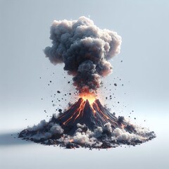 Illustration of an exploding volcano