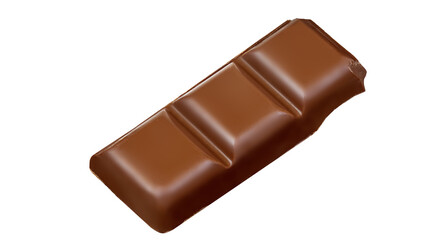 Milk chocolate piece isolated on white background. Chocolate bar chunks from top view. Flat lay.
