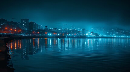 Fototapeta premium City Illuminated by Water at Nigh
