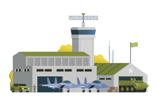military base with jets and vehicles clip art preview