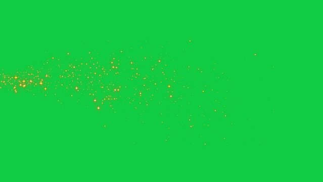 golden stars border on green screen, shiny and glitter sparks, Christmas and new year design element	