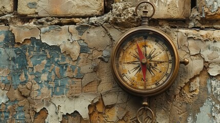 Fototapeta na wymiar a compass on a wall 