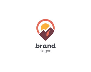 Creative mountain with map pin logo