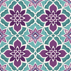 Moroccan purple 3, seamless pattern, vector, tiling