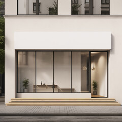 Modern minimalist white store exterior facade design