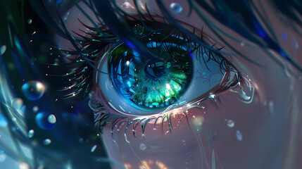 Closeup animation beautiful green eye