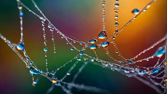 beautiful cobweb in drops