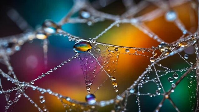 beautiful cobweb in drops