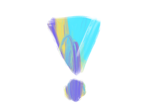 Exclamation mark, hand draw, oil paint sketching isolated on white