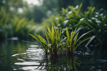 Close-Up of Water With Plants