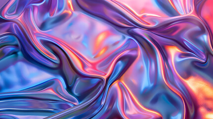 Abstract gradient holographic foil in blue and pink colors background
