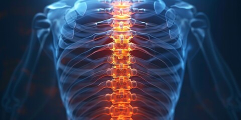 Xray of a detail to painful human back, lifestyle concept